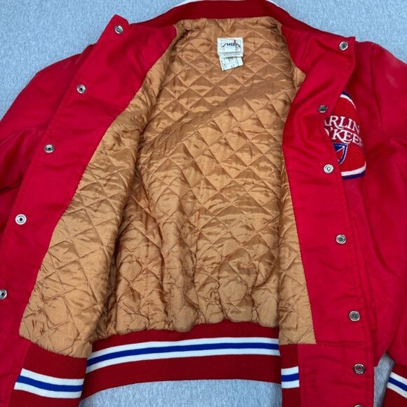 Vintage Shain Canada Satin 90s Varsity Red Jacket Carling Okeefe Men's Size L - Picture 2 of 11